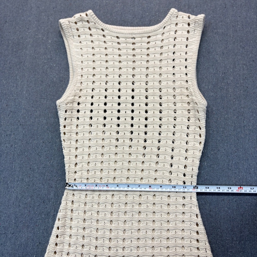 Cotton On Cream Crochet Knit Mini Dress Open Stitch Boho Festival Cover Up M - Picture 6 of 8